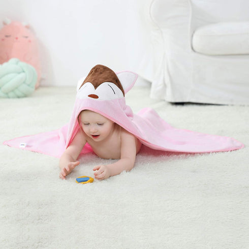 Swimming 0-6T, MICHLEY Unisex Baby Animal Hooded Bath Towel Soft Cotton Beach Bathrobe for Pink Fox