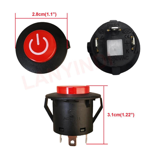 LANYINDI 2 Pcs Power Button Switch Push Start Replacement Parts for Kids Ride On Toy Car Electric Wheels Trax