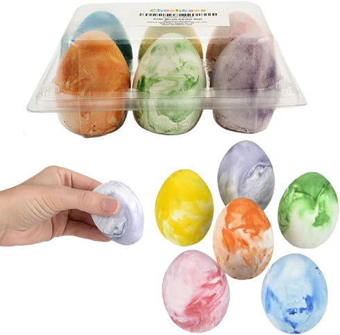 Chochkees 6-Pack Easter Marbelized Egg Chalk, Sidewalk Chalk for Kids, Easter Basket Stuffers