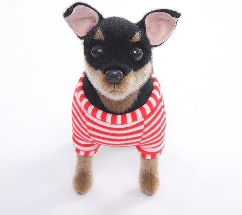 CU-MATE 10 inch Doberman Pinscher Dog Stuffed Animal - Black and Tan Lifelike Plush Toy Gift