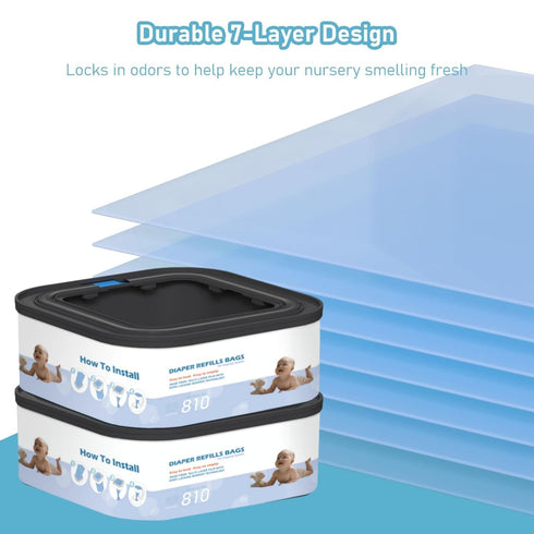 Chariholis 6 Packs 810 Jumbo Square Refills Disposal Bags Refill Compatible with Diaper Genie Compact and Select Pails