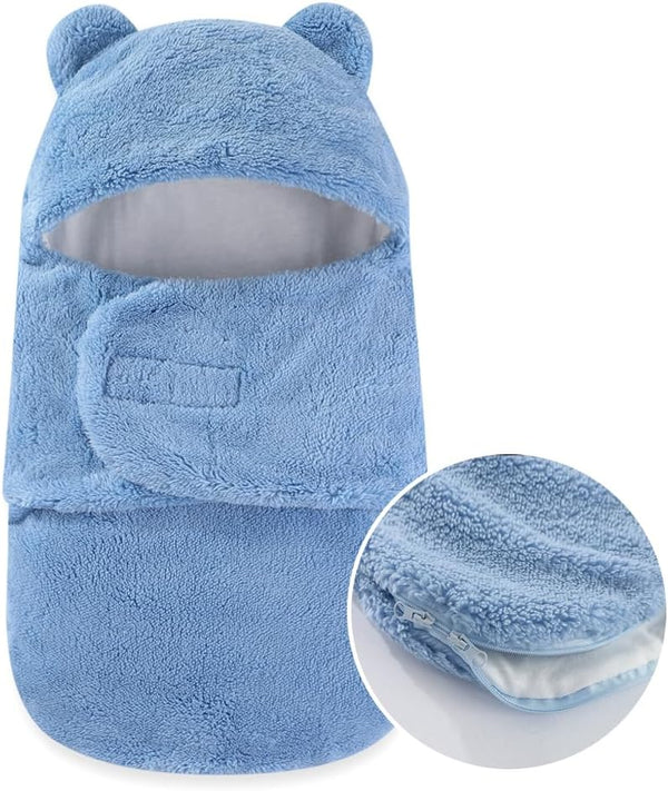 Baby Winter Fleece Swaddle Blanket 0-3 Months - Warm Adjustable Newborn Wrap for Boys Girls