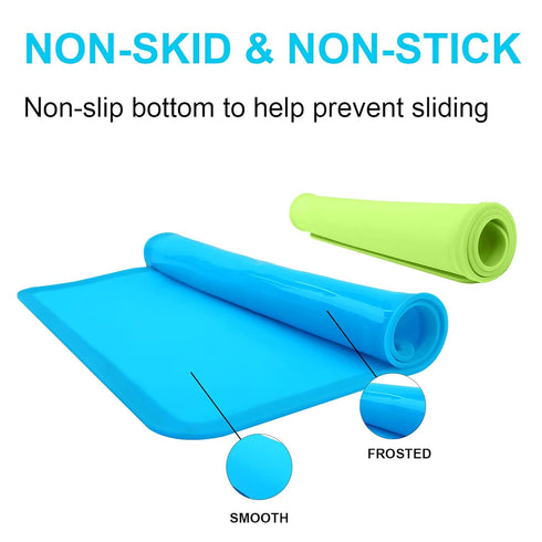 Silicone Kids Placemats, Non-Slip Silicon Placemats for Toddlers, Kids Portable Dining Table Placemat, 2 Pack,