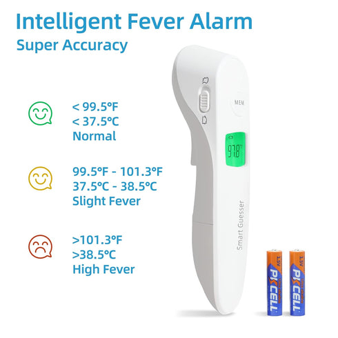 No-Touch Infrared Forehead Thermometer for Adults and Baby, Digital with Fever Alarm and Memory Function, White