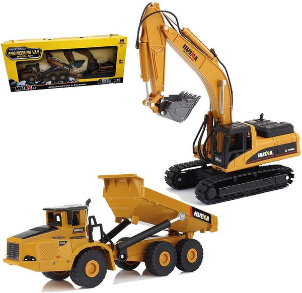 Ailejia 1/50 Scale Articulated Dump Truck Excavator Toy Alloy Models for Construction Vehicle Gifts