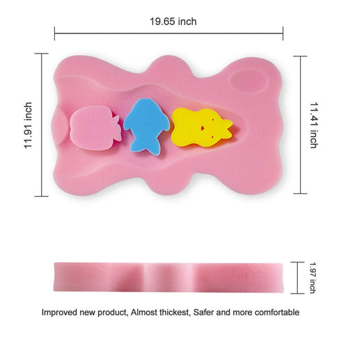 HALLO Soft Infant Bath Sponge, Skid Proof Baby Bath Mat, Newborn Odor Free (Pink)