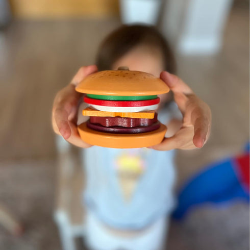 Montessori Mama Stacking Hamburger, Create a Burger Sequencing Stacker, Occupational Therapy Toys, Multi Cultural Play
