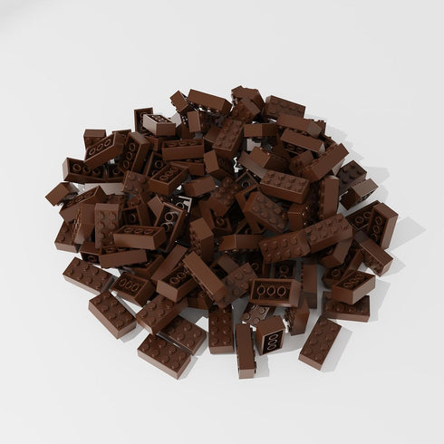 Classic Bulk Brick Block 2x4, 200 Piece Building Brick Brown, Compatible with Lego Parts and Pieces 3001, Creative Play Set - Compatible with Major Brands(Colour:Brown)