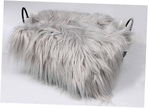 Newborn White Furry Throw Blanket, Faux Fur Infant Photography Mat for Winter, Baby Boy