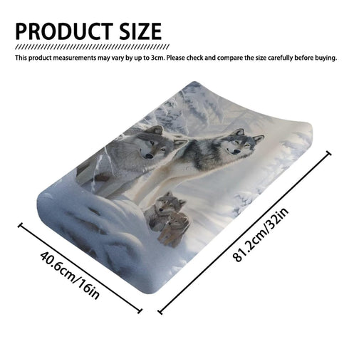 Wild Wolf Changing Pad Covers for Baby, Snow Diaper Changing Table Covers for Newborn Boys, Soft and Breathable
