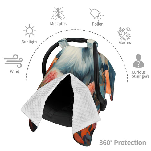 Zhbvncp Cute Fox Flower Baby Car Seat Cover & Breastfeeding Nursing Cover - Breathable Stretch Fabric Multi-Use Nursing