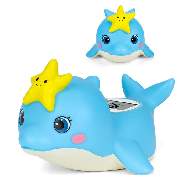 Baby Bath Thermometer, Dolphin Floating Bath Thermometer Baby for Newborns, Waterproof Bath