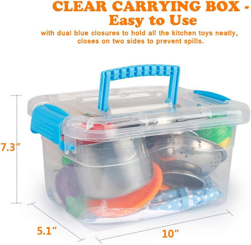 Playset D-FantiX Play Kitchen Accessories, Kids Play Pots and Pans with Mini Stainless Steel Pretend Play Cooking Toys