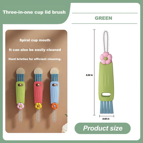DWNDN 3 1 Set, 3PCS in Cup Lid Gap Cleaning Brush Bottle Cleaning Brush Multifunctional Bottle Cleaner Brush Home