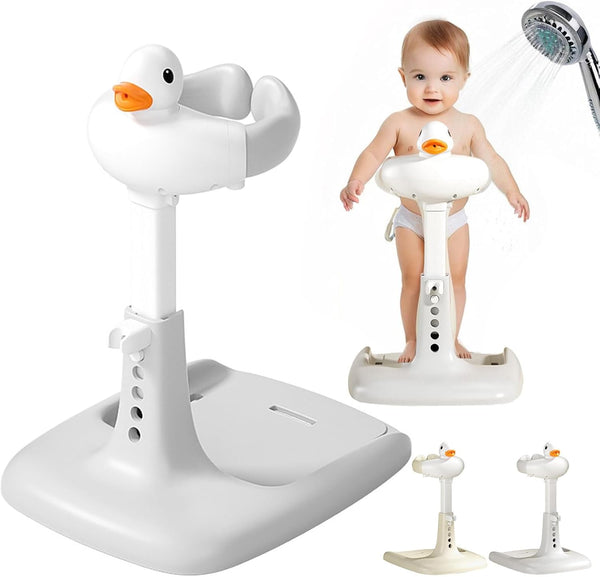 VEAREAR Foldable Baby Bathtub with Shower Rack, Anti-Slip Base Portable Toddler Bath Stand