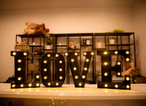 Foaky Black LED Marquee Number Lights Sign for Night Light, Battery Powered Wedding Birthday Party Decoration