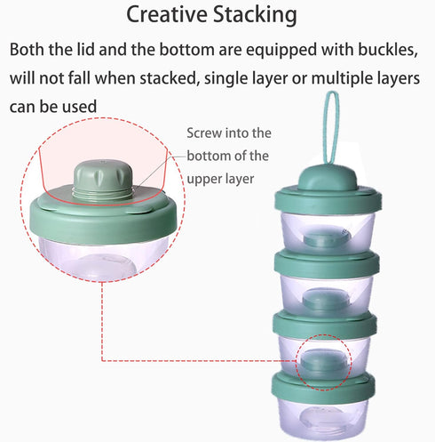 IENYPA 4 Layers Baby Milk Powder Formula Dispenser on The go, Baby Formula Containers for Travel, Formula Holder Mixer