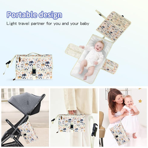 Generic Portable Changing Pad For Baby - Safari Animal Print - Large, XL, Easy Clean, Foldable - Waterproof