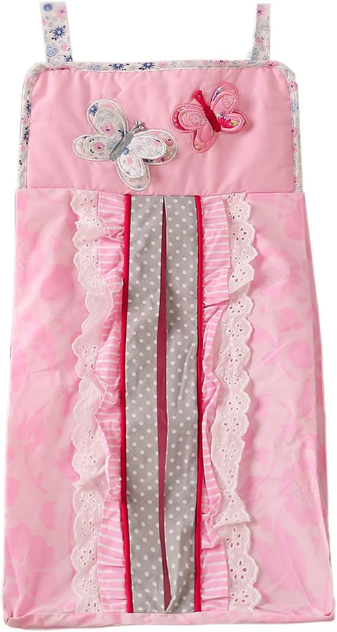 CribMATE 100% 1 3 Cotton Butterfly Diaper Stacker Storage PC Lovely Pink D Butterfly Crib Diaper Organizer (Pink