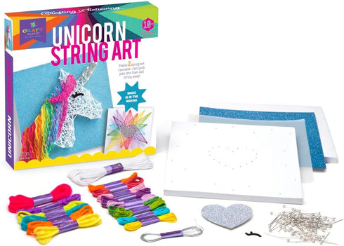 Craft-tastic String Art Craft Kit, Makes 2 Large Canvases, Unicorn Edition