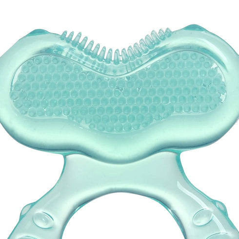 (Pack 1) Nuby Silicone Teethe-EEZ Teether with Bristles, Includes Hygienic Case, Aqua