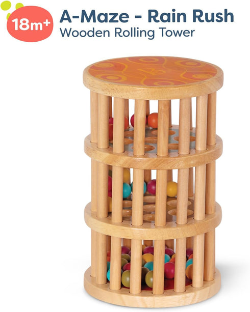 B. toys A-Maze Rain Rush Dexterity Toy - Crawling Rolling Tower for Toddlers