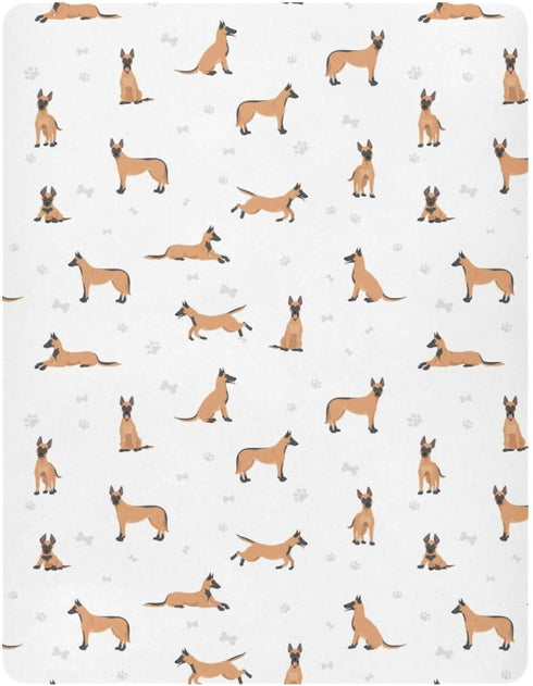 CHUROUSY 28x52 Inch Belgian Shepherd Dog Crib Sheets for Boys Girl Belgian Malinois Mattress Cover Cartoon Pet Dog