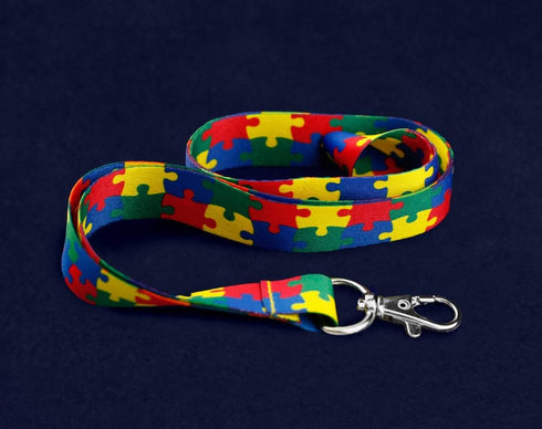 Autism Awareness Puzzle Piece Lanyards/Badge Holders–For Your Keys, ID Card, Awareness Events, Gift-Giving or Fundraising