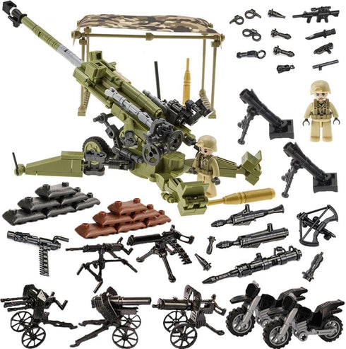 Anti-Tank Gun Weapons Pack - Military Toy Set Building Blocks Model for 2 Soldier Figures, 378PCS Army Series