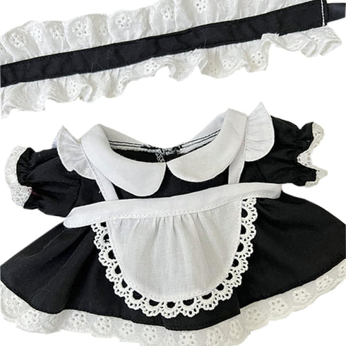 niannyyhouse 20cm Plush Doll Clothes, Headwear, Dress & Apron Maid Suit for 8in Soft Stuffed Plush