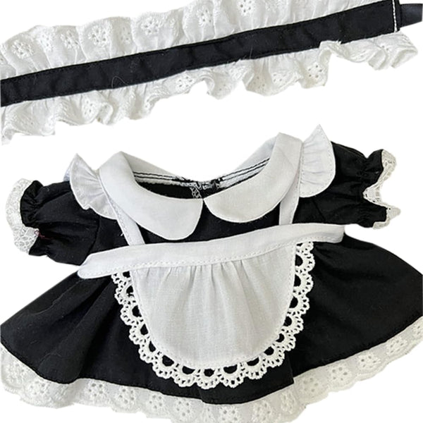 niannyyhouse 20cm Plush Doll Clothes, Headwear, Dress & Apron Maid Suit for 8in Soft Stuffed Plush