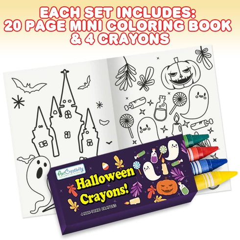 24 Pack 24 96 ArtCreativity Halloween Mini Coloring Book Kits for Kids Includes Small Coloring Books and Crayons