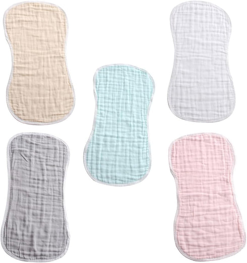 PERSELOSO 5pcs Burp Cloths Newborn Cotton Washcloths Soft Absorbent Feeding Burping Rags Multipack