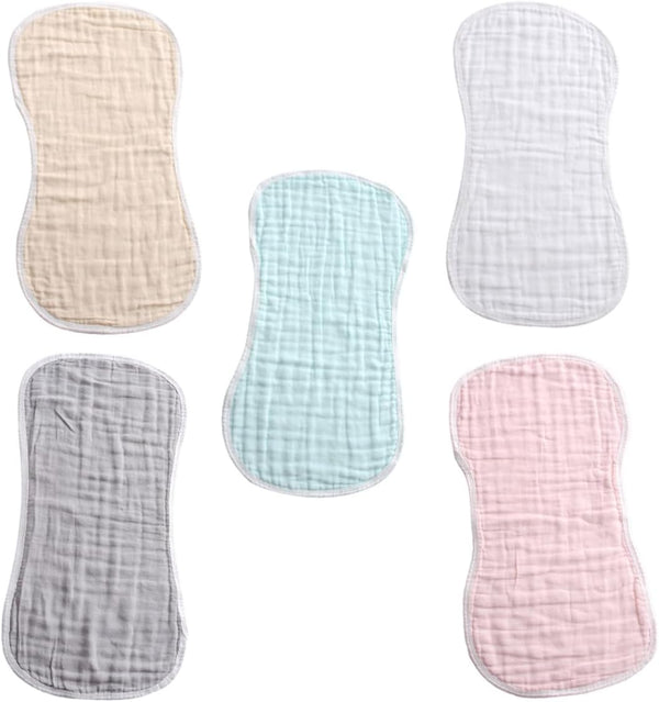 PERSELOSO 5pcs Burp Cloths Newborn Cotton Washcloths Soft Absorbent Feeding Burping Rags Multipack