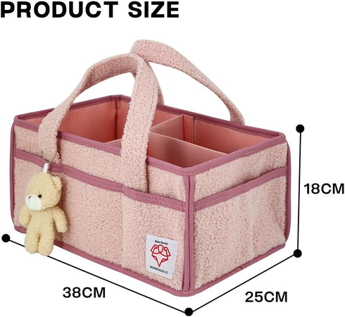 Bebe Bundle Diaper Caddy Organizer for Changing Table Nursery Storage Basket for Wipes, Diapers, Toys Portable Car