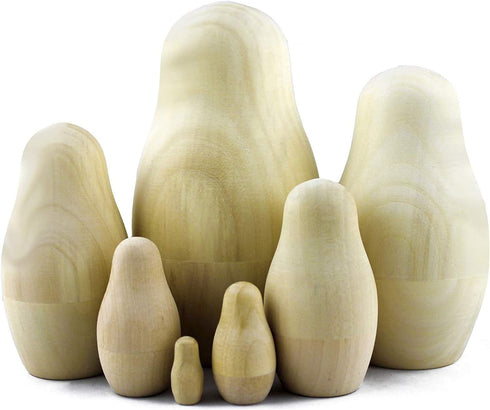 Unpainted Nesting Dolls, DIY 7 Matryoshka Nesting Dolls Blank for Paint Gifts
