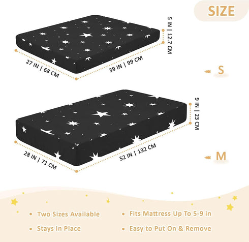 CZXW 52" 28" Night Stars Black Crib Sheets Fitted x Natural Cotton Soft & Breathable for Baby Crib Mattress