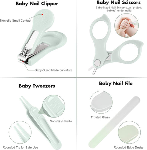 DOOGAXOO 4-in-1 Set Baby Nail Clippers, Safe Baby Nail Kit with Cute Case, Nail Clipper, Scissors, Tweezers, Nail File