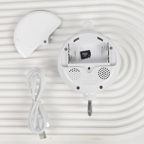 Crib Mobile Motor with Built-in SD Card, White Baby Mobile Rotary Music Box with Volume Control, Portable Sound Machine