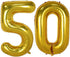 40inch Gold Foil 50 Helium Jumbo Digital Number Balloons, 50th Birthday Decoration for Women or Men