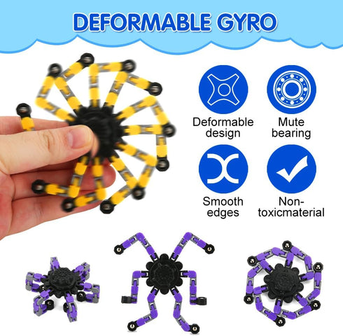 16 Pack Fidget Spinners Deformable Stress Relief Sensory Toy Robot Spinner DIY Mechanical Spiral Twister Creative Chain