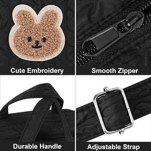 Lushandy Baby Diaper Bag Tote, Mom Bag Cute Crossbody Diaper Bags Baby Travel Bags for Girl Paaleras Para Bebe (Black