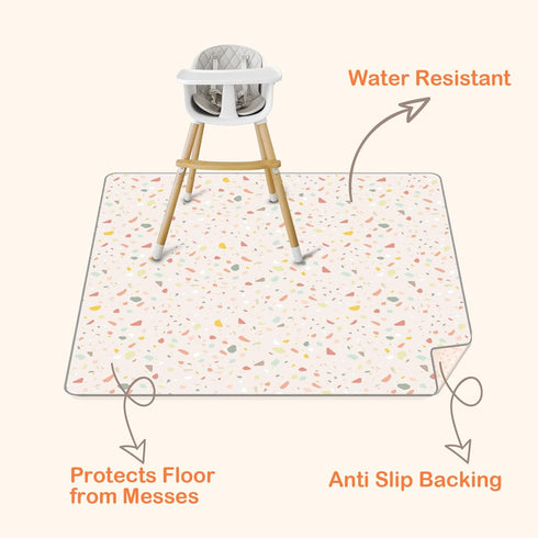 51x51 Inch CLYMENE Splat Mat for Under High Chair | Anti-Slip Baby Splash Mat | Waterproof & Washable Spill Mat