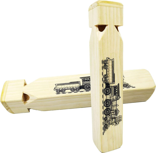 2 PCS Wooden Train Whistle Musical Toy for Kids, 4 Tone
