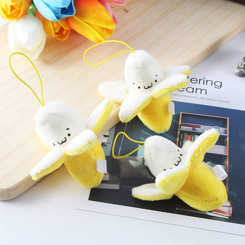 Peeling Banana Doll Toy, Cartoon Soft Birthday Gift, PP Cotton Peeling Banana Shape Plush Doll Pendant