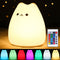 ZKLiLi Cat Night Light, USB Rechargeable Cute Nursery Lamp with Warm White and 7-Color Breathing Modes