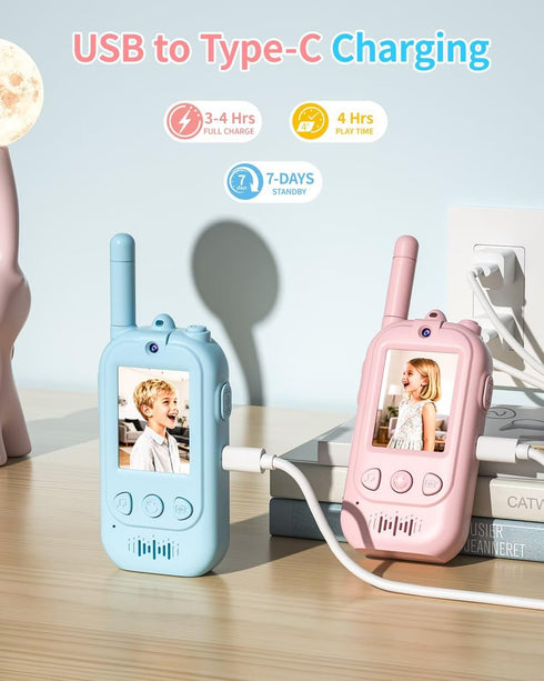 NFunalk 3-12 Video Walkie Talkies, Kids Adventure Toys with Screen, Video Walkie Talkies for Kids with Voice Changer