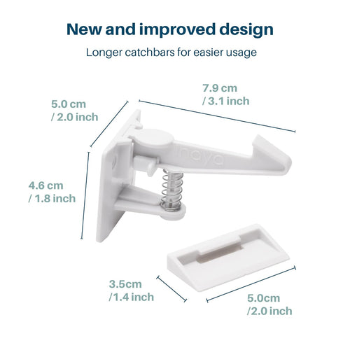 Inaya Cabinet Locks Child Safety Latches, Baby Proofing Cabinets & Drawers, No Drilling Required! (12 Pack)