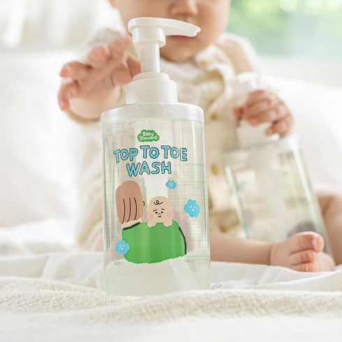 16.9 fl.oz Baby Wash & Shampoo Made in Korea, Tear-Free Head-to-Toe Cleanser for Sensitive Skin, Low pH Plant-Based