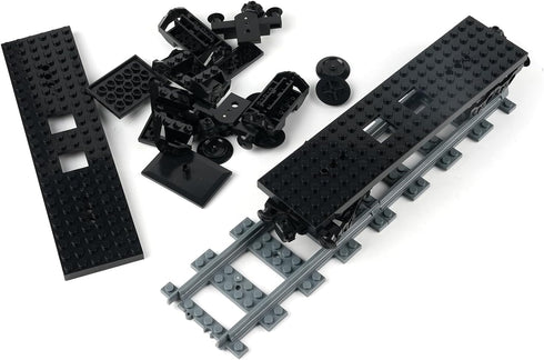 Set 92339, 92088, 4025) (2PCS MOC City Creative Building Train Base Wheels, Low-Loader Truck & Railway Tracks DIY Kit